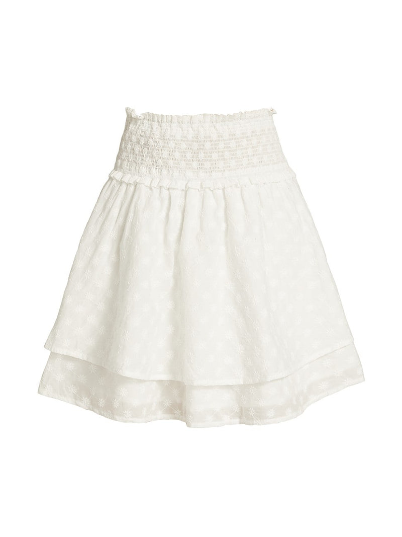 Rails Size XS White Addison Organic Cotton Smocked Mini Skirt NWT