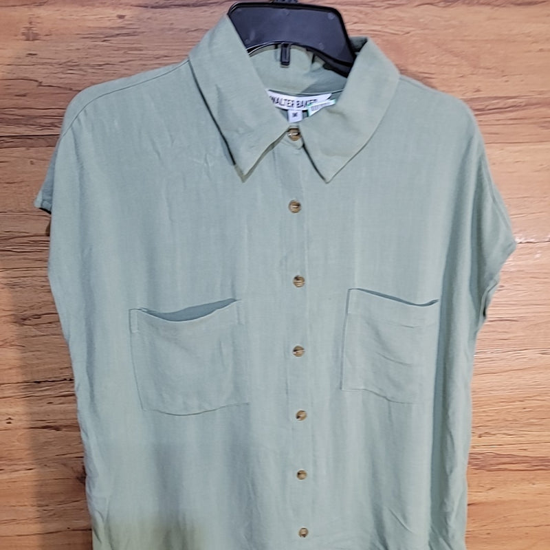 Walter Baker Size M Green Button Down Sylvia Top NWT