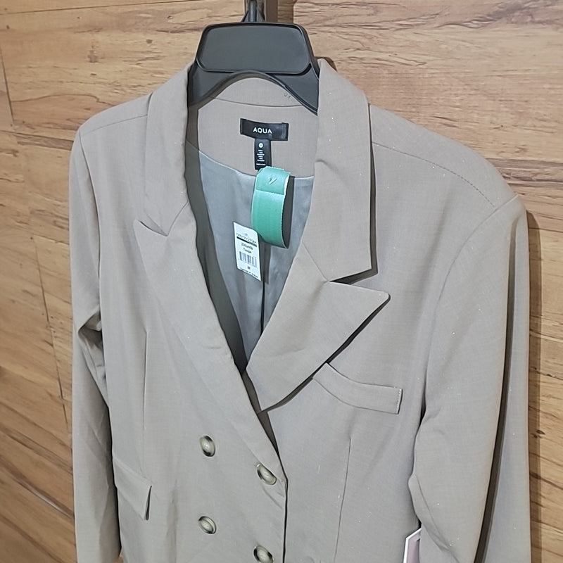 Aqua Size M Beige Joanie Double-Breasted Blazer NWT