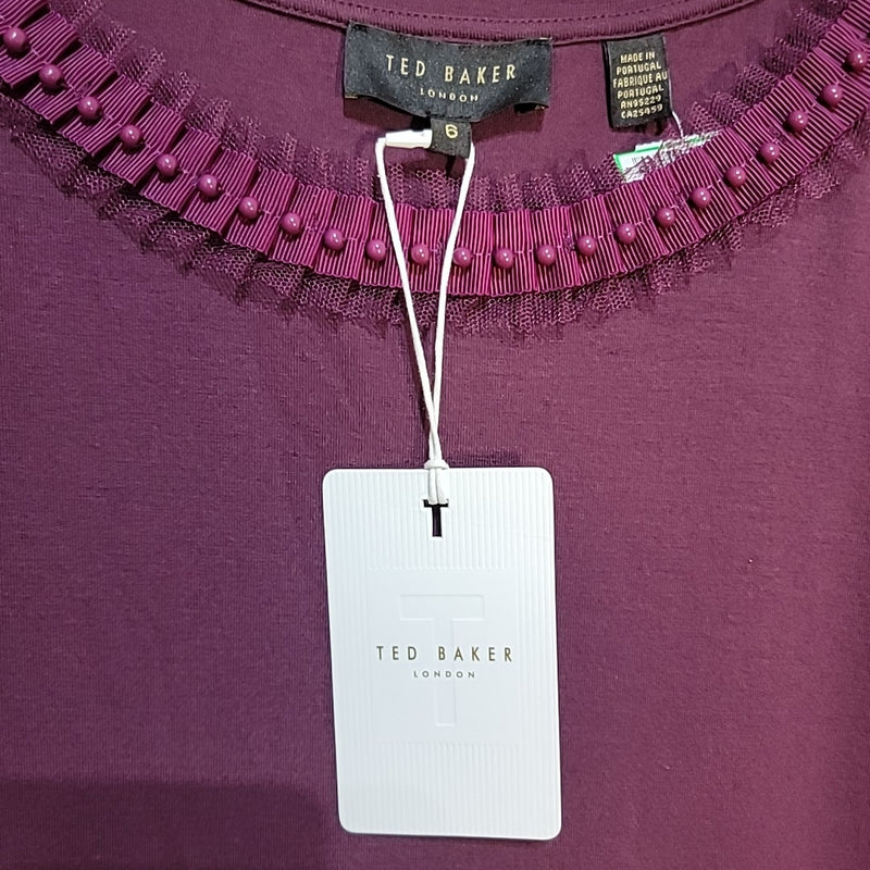 Ted Baker Size 6 (US Size 14) Purple Jacii fitted Tee Knit Top NWT