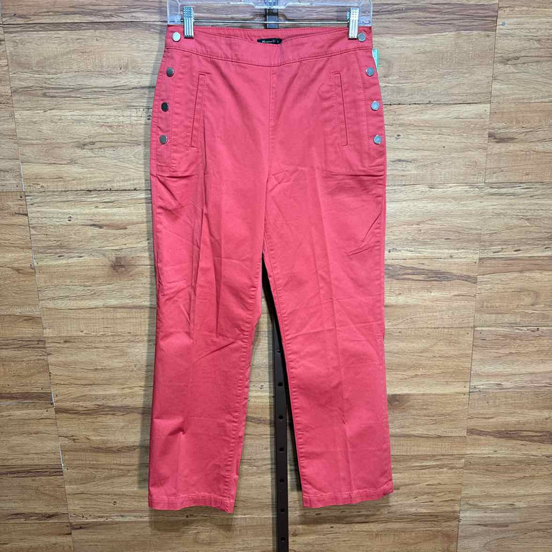 Massimo Dutti Orange Coral Size 6 Side Snap High Rise Pants