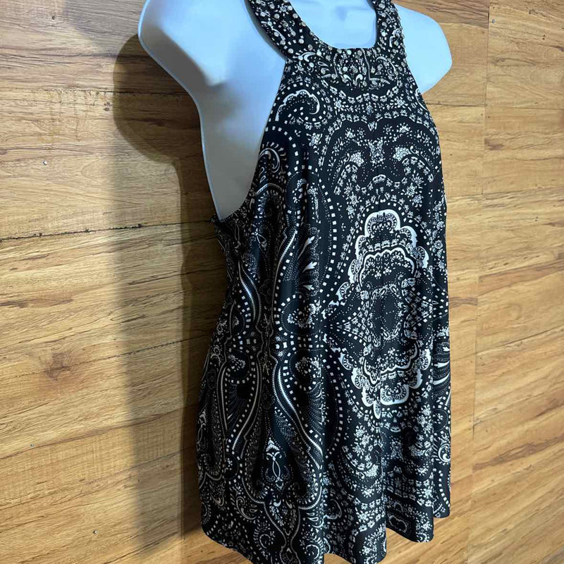 INC Black White Size M Sleeveless Top