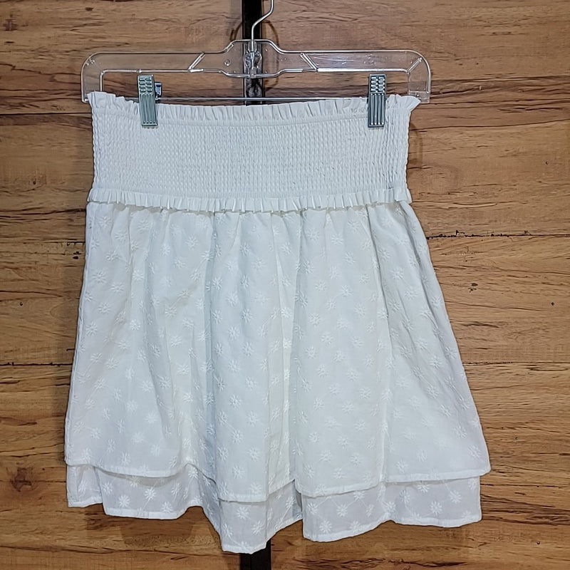 Rails Size XS White Addison Organic Cotton Smocked Mini Skirt NWT