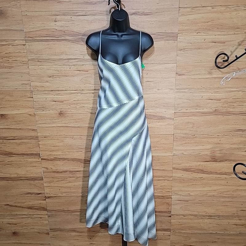 Theory White & Black Striped A-Line Athens Size 10 Dress