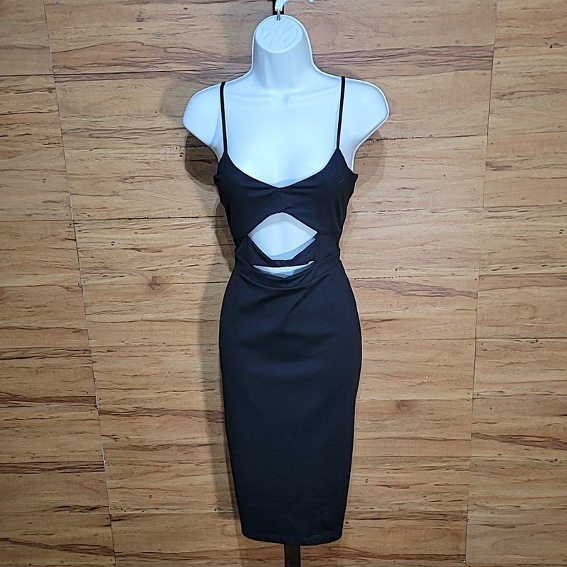 Susana Monaco Size L Black Cut Out Front Dress NWT