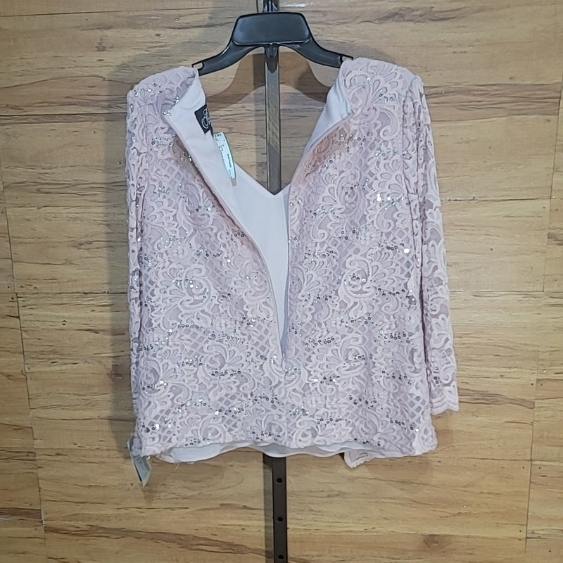 Alex Eveinings Size S Pink Attached Twinset Lace Blouse NWT