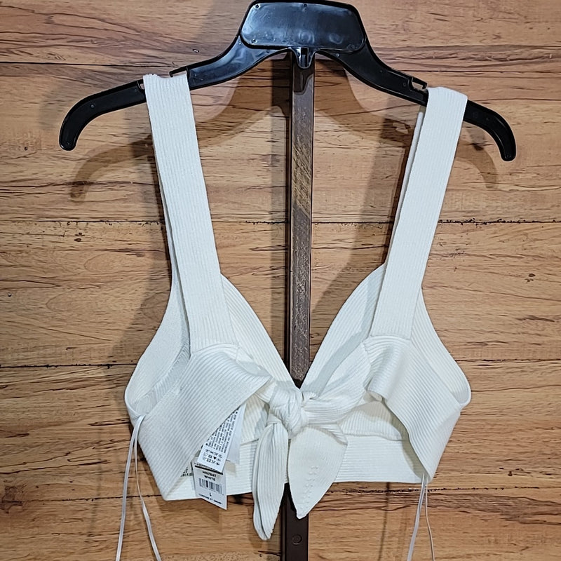 Endless Rose Size L Cream Tie Back Rib Bra Top NWT