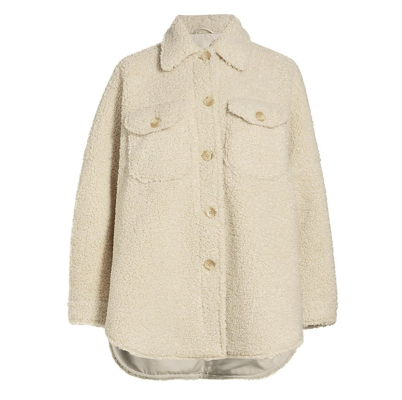 A.L.C. Size L Cream Beige Cambrie Faux Shearling Shirt Jacket NWT