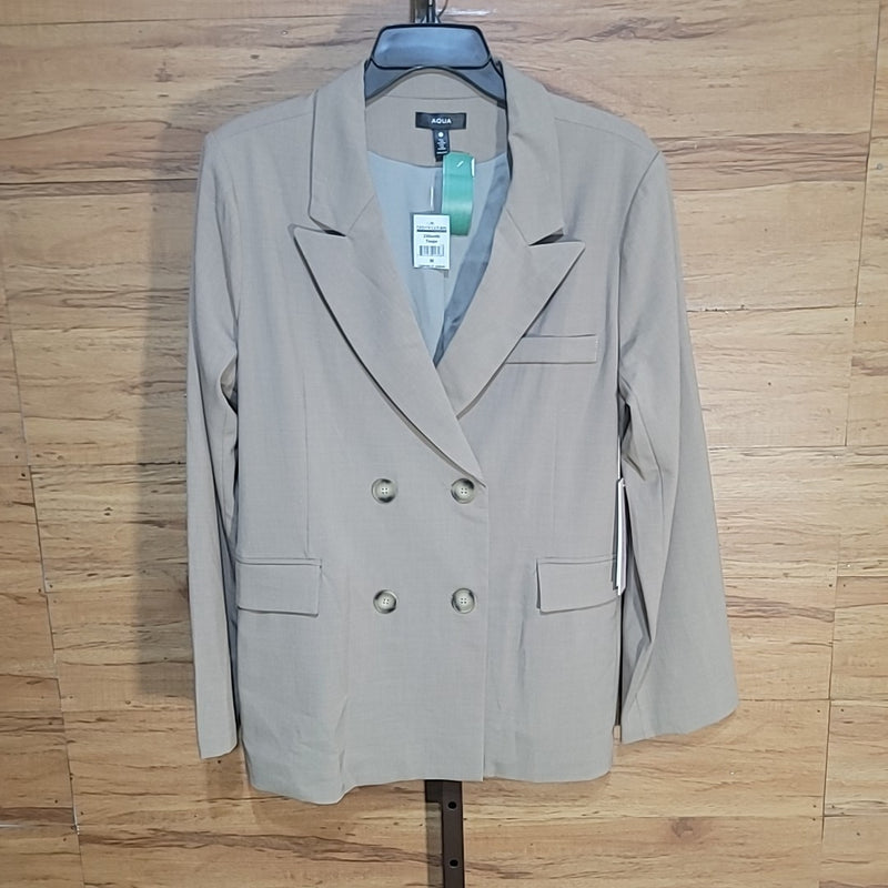 Aqua Size M Beige Joanie Double-Breasted Blazer NWT