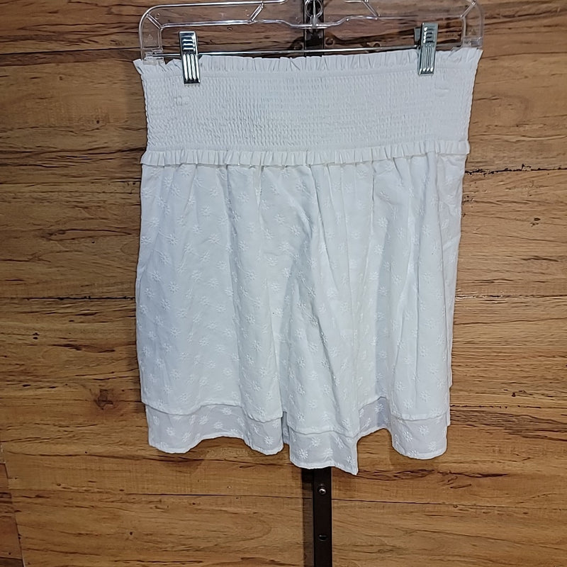 Rails Size M White Addison Organic Cotton Smocked Mini Skirt NWT