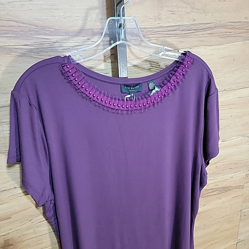 Ted Baker Size 6 (US Size 14) Purple Jacii fitted Tee Knit Top NWT