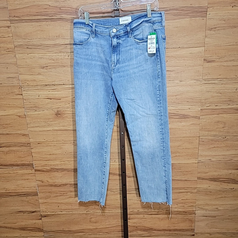 Frame Size 30 Le High Mid Rise Cropped Straight Leg Jeans in Aura NWT