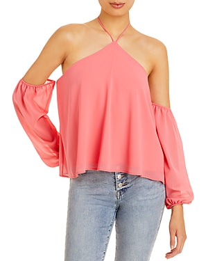 Aqua Size XS Salmon Pink Off Shoulder Halter Halter Top Blouse NWT