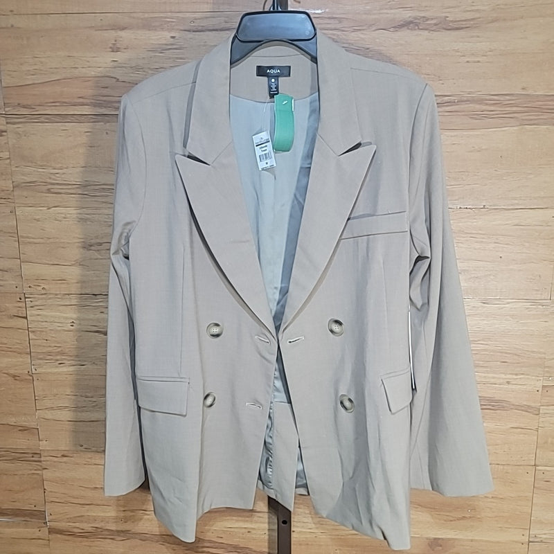 Aqua Size M Beige Joanie Double-Breasted Blazer NWT