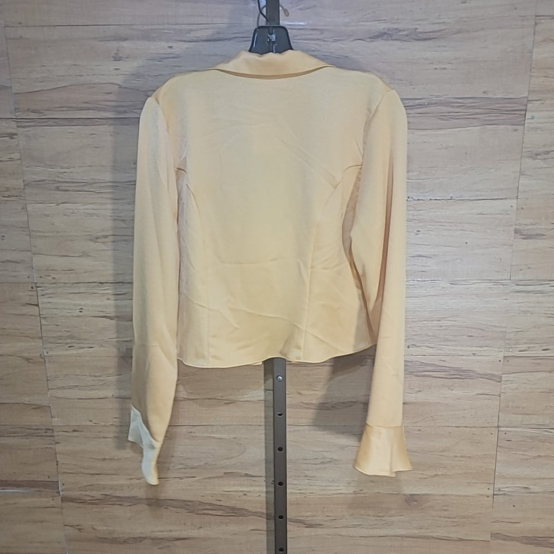 Sage the Label Size L Apricot Orange Cropped Front Tie Blouse NWT