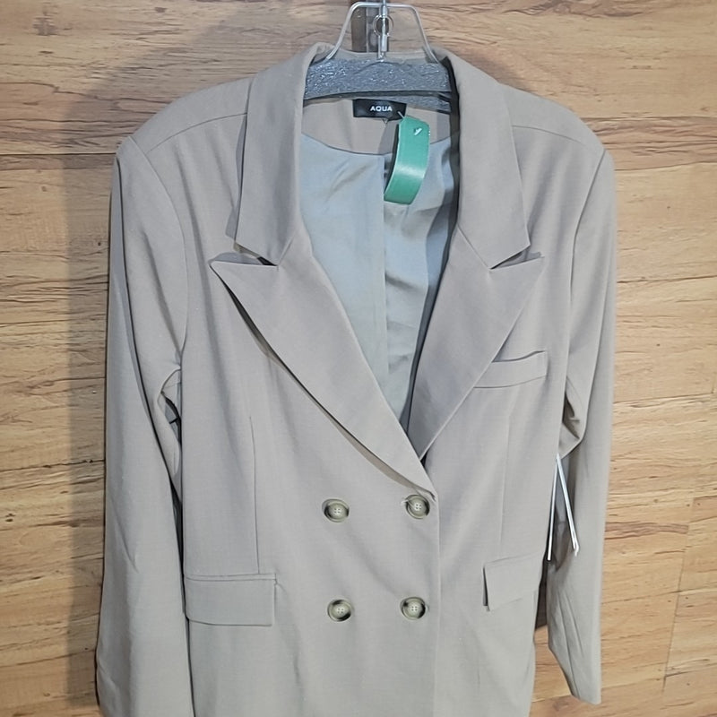 Aqua Size L Beige Joanie Double-Breasted Blazer NWT