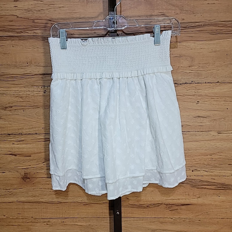 Rails Size S White Addison Organic Cotton Smocked Mini Skirt NWT