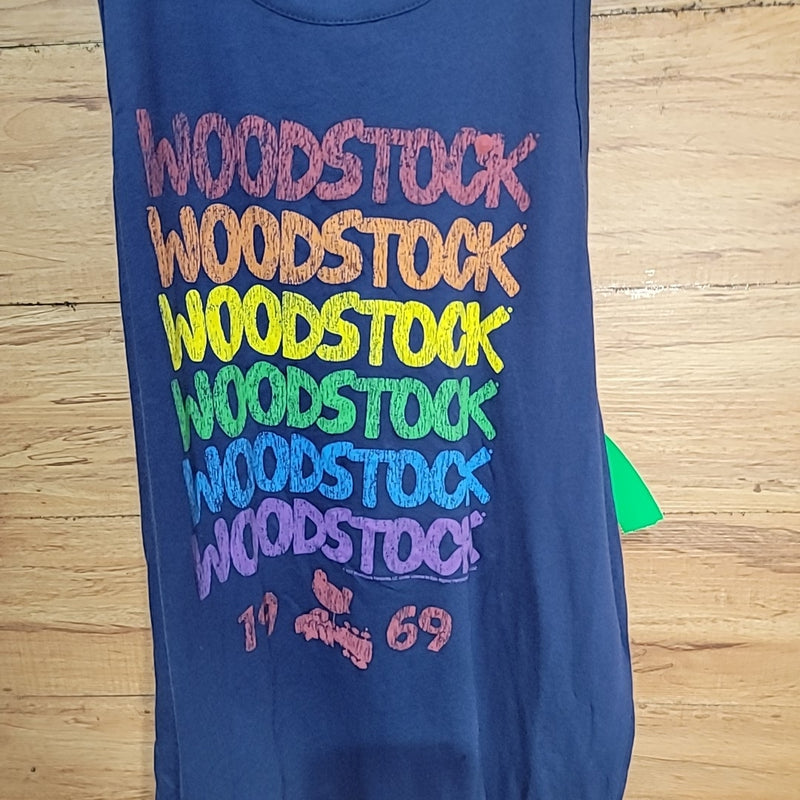 Chaser Size L Blue Rainbow Woodstock Cotton Jersey Crew Neck Tank NWT