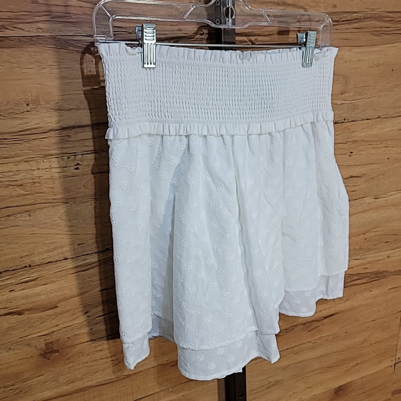 Rails Size M White Addison Organic Cotton Smocked Mini Skirt NWT