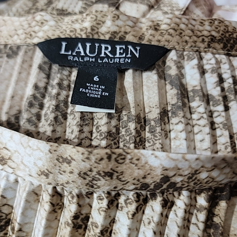 Lauren Ralph Lauren Size 6 Brown Snake Print Pleated Skirt NWT