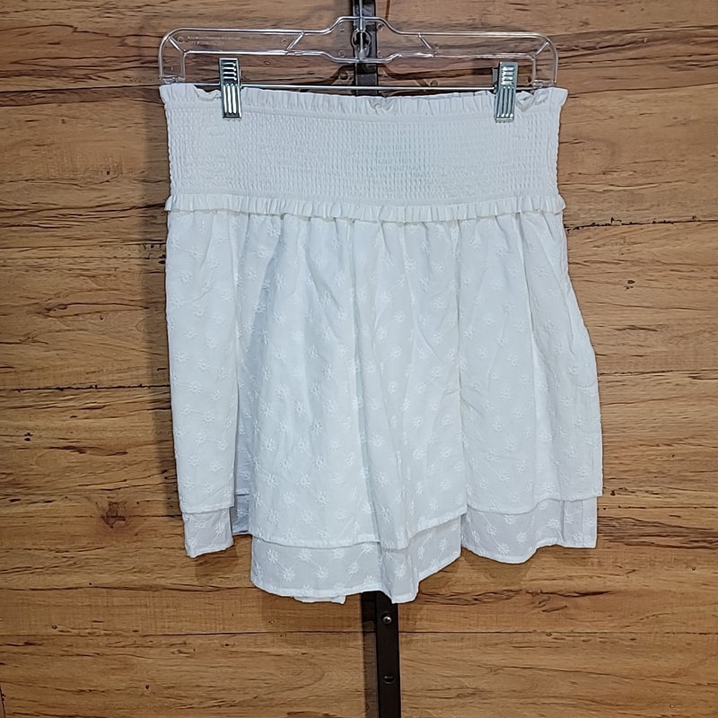 Rails Size M White Addison Organic Cotton Smocked Mini Skirt NWT