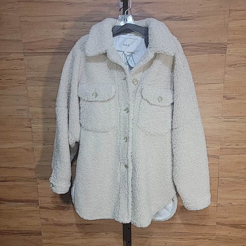 A.L.C. Size L Cream Beige Cambrie Faux Shearling Shirt Jacket NWT