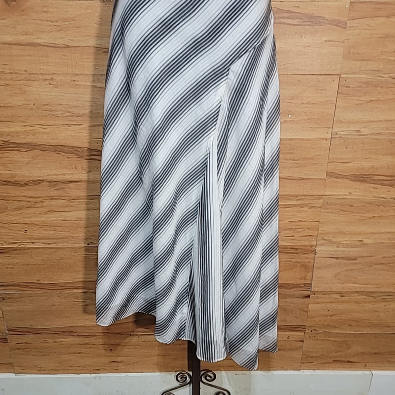 Theory White & Black Striped A-Line Athens Size 10 Dress
