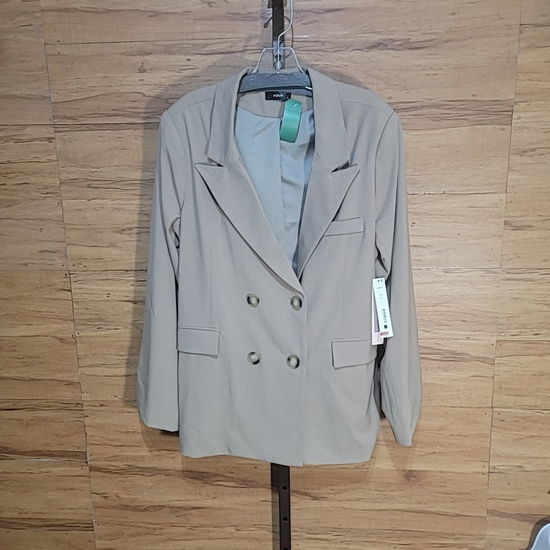 Aqua Size L Beige Joanie Double-Breasted Blazer NWT