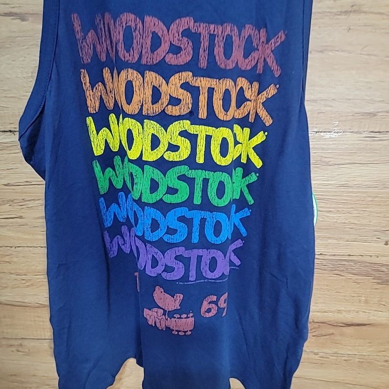 Chaser Size S Blue Rainbow Woodstock Cotton Jersey Crew Neck Tank NWT