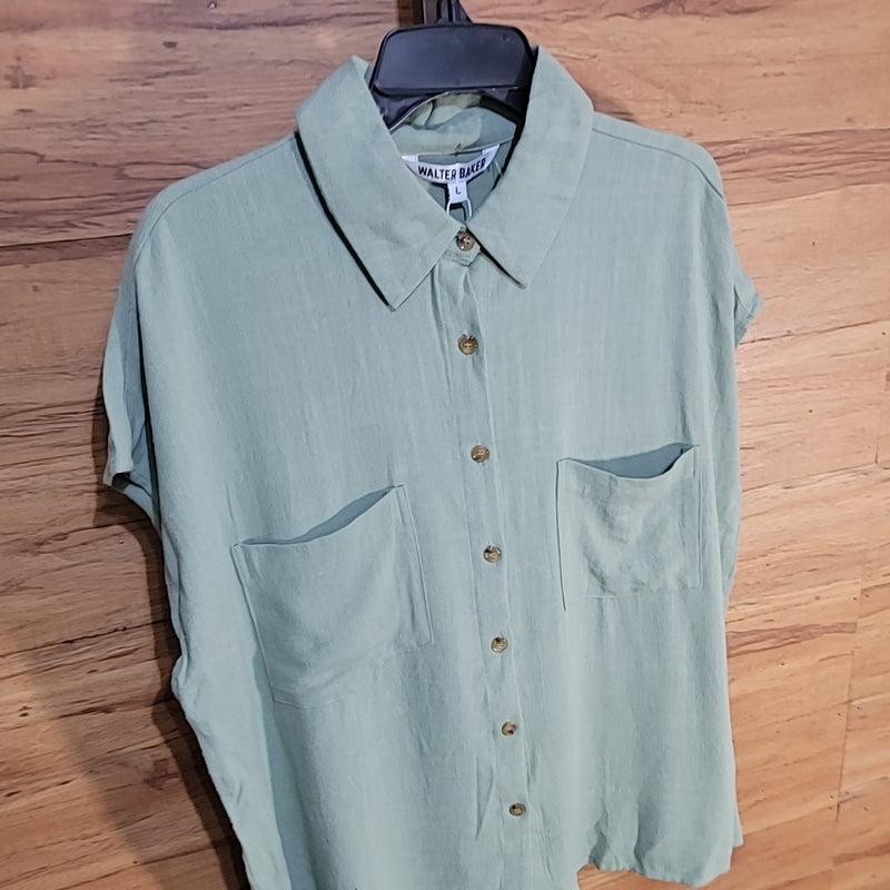 Walter Baker Size L Green Button Down Sylvia Top NWT