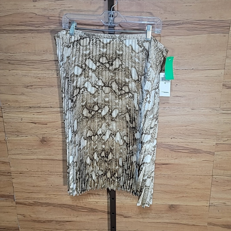 Lauren Ralph Lauren Size 14 Brown Snake Print Pleated Skirt NWT