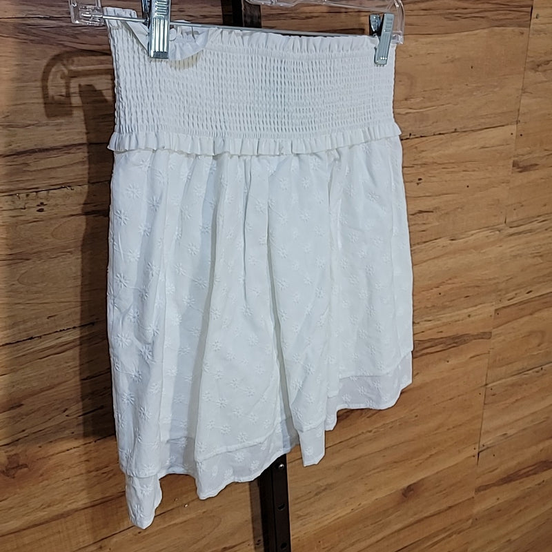 Rails Size S White Addison Organic Cotton Smocked Mini Skirt NWT