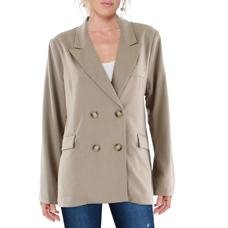 Aqua Size M Beige Joanie Double-Breasted Blazer NWT