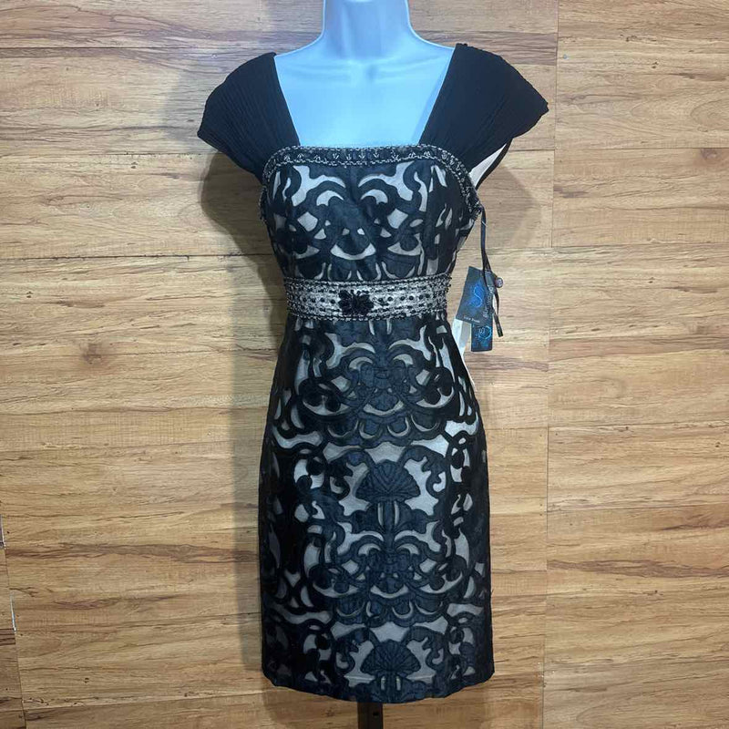 Sue Wong Nocturne Size 4 Black Lace Cocktail Dress NWT